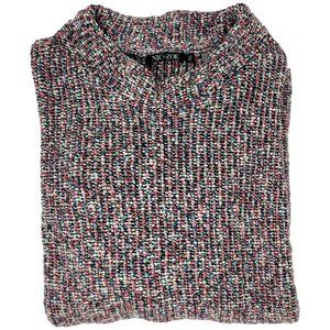 Nic + Zoe Colorful Knit Funnel Neck Sweater Medium
